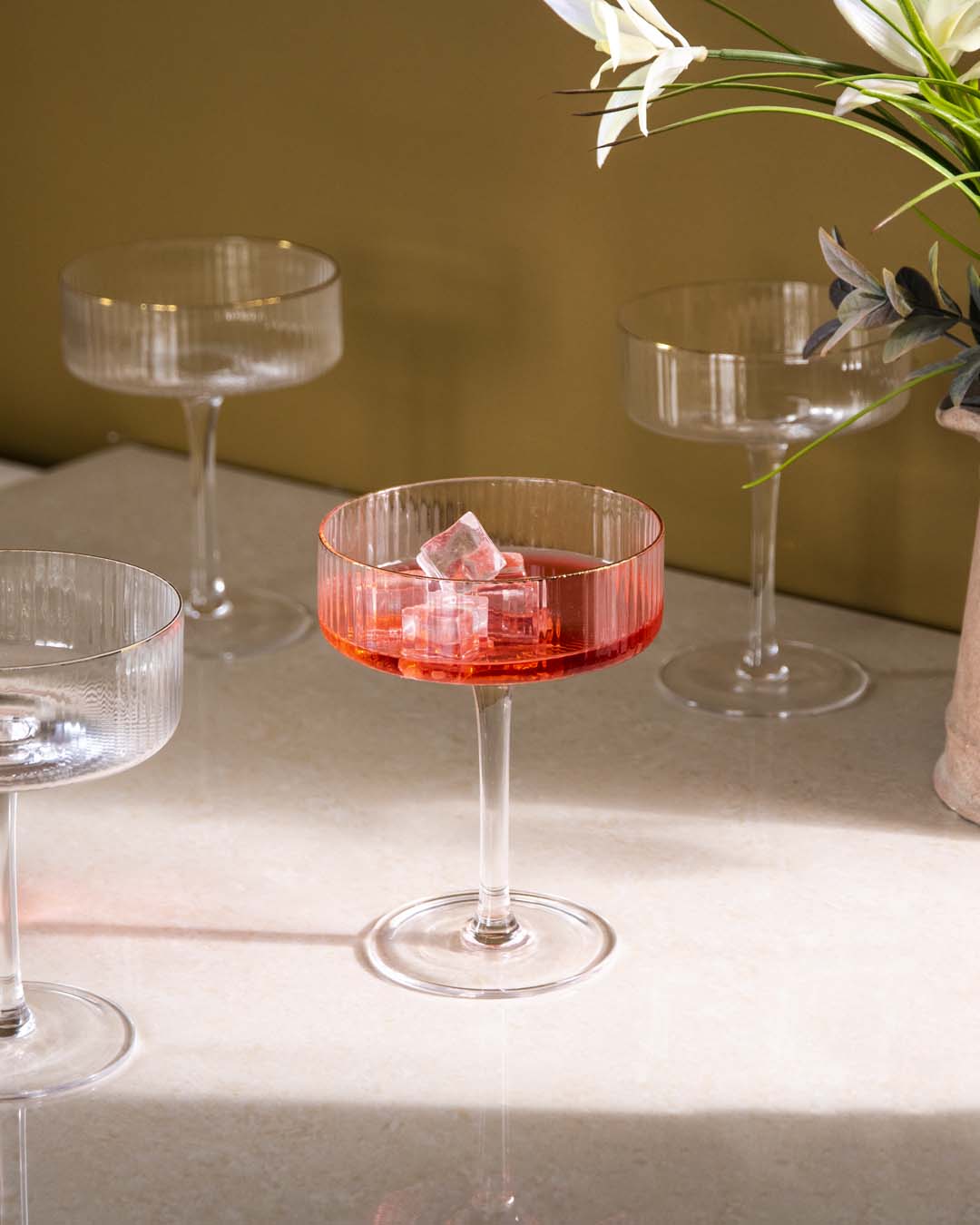 Coupe Glazen Voor Cocktails En Desserts Van Geribbeld Glas - Set van 6 | Restfield