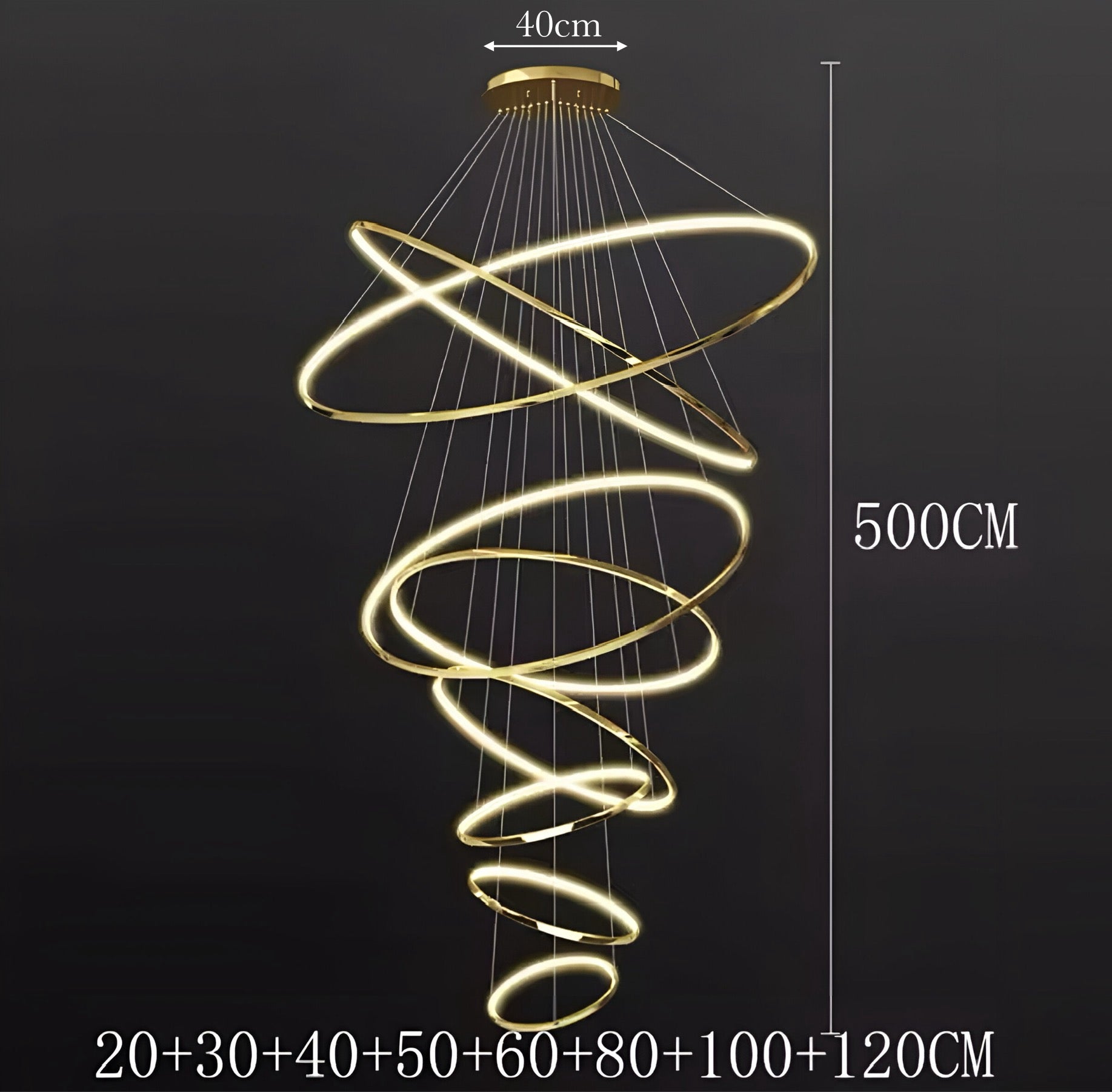 LED Kroonluchter Ringen Dimbaar RVS Goud Of Zwart 3 Tot 8 Elementen | Restfield