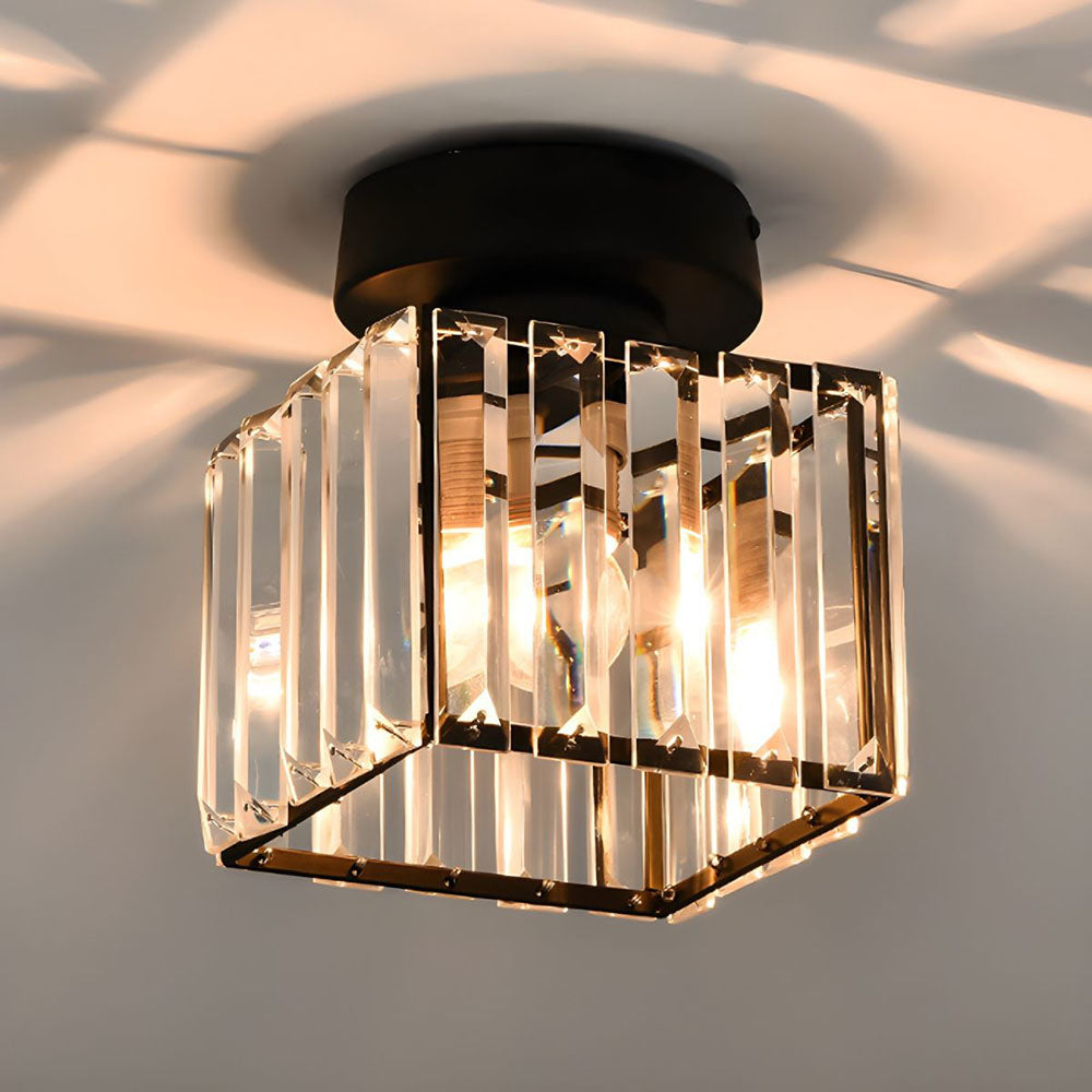Plafondlamp Kristal Zwart Zilver Goud E27 Opbouw Modern Hal Woonkamer | Restfield