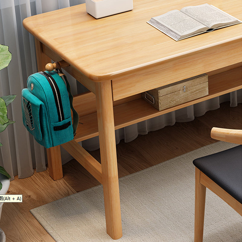 Massief Houten Bureau 160 of 180 cm met Lades en Boekenstandaard – Natuurlijk Rubberhout Design | Restfield