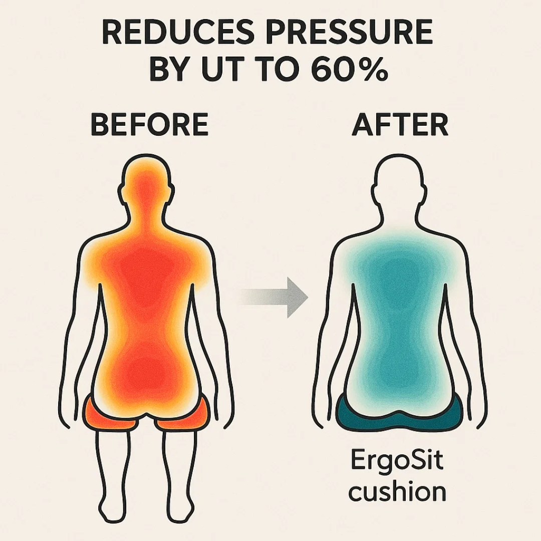 Ergonomisch Zitkussen Memory Foam Ademend Antislip Wasbaar Hoes Kantoor Auto Rolstoel 44x14cm | Restfield