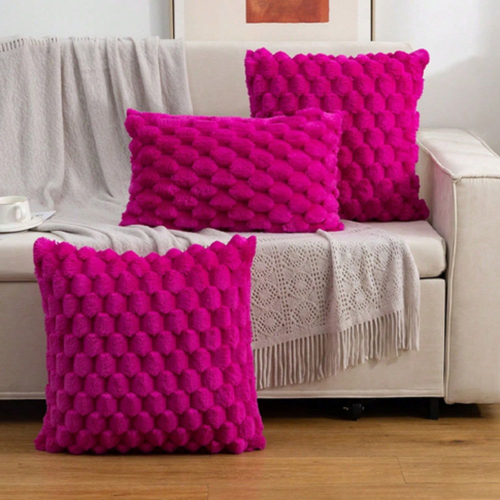 Kussenhoes 3D textuur katoen polyester roze sierkussen bank slaapkamer decoratief zacht hoes kussen vierkant rechthoek | Restfield
