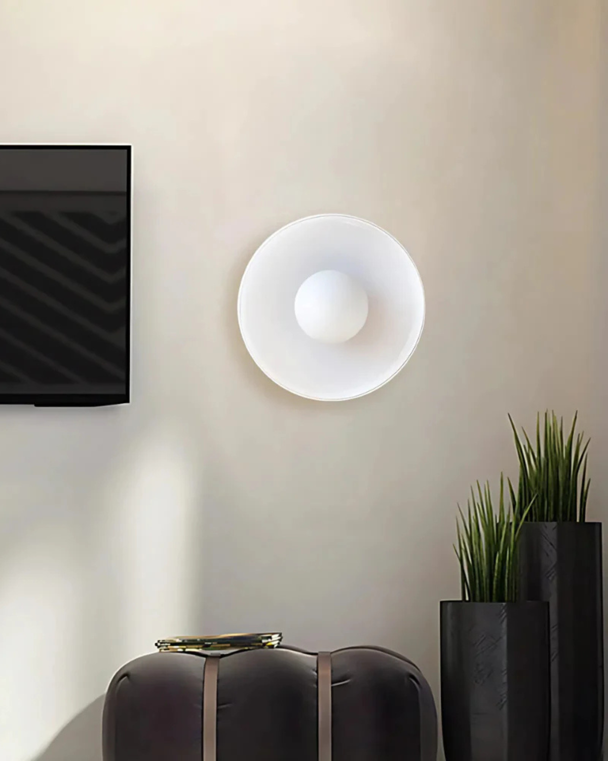 Moderne ronde plafondlamp van glas en ijzer – minimalistische designlamp voor woonkamer en slaapkamer met warme lichtkleur | Restfield