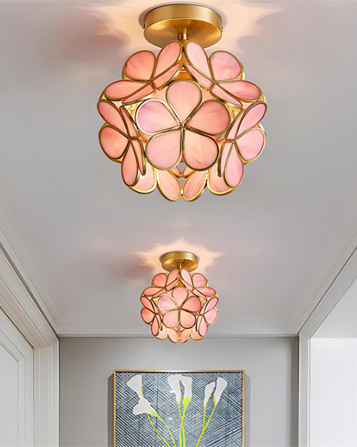 Moderne plafondlamp met bloemdesign in acryl en goudkleurig ijzer – luxe LED designlamp 20 cm | Restfield