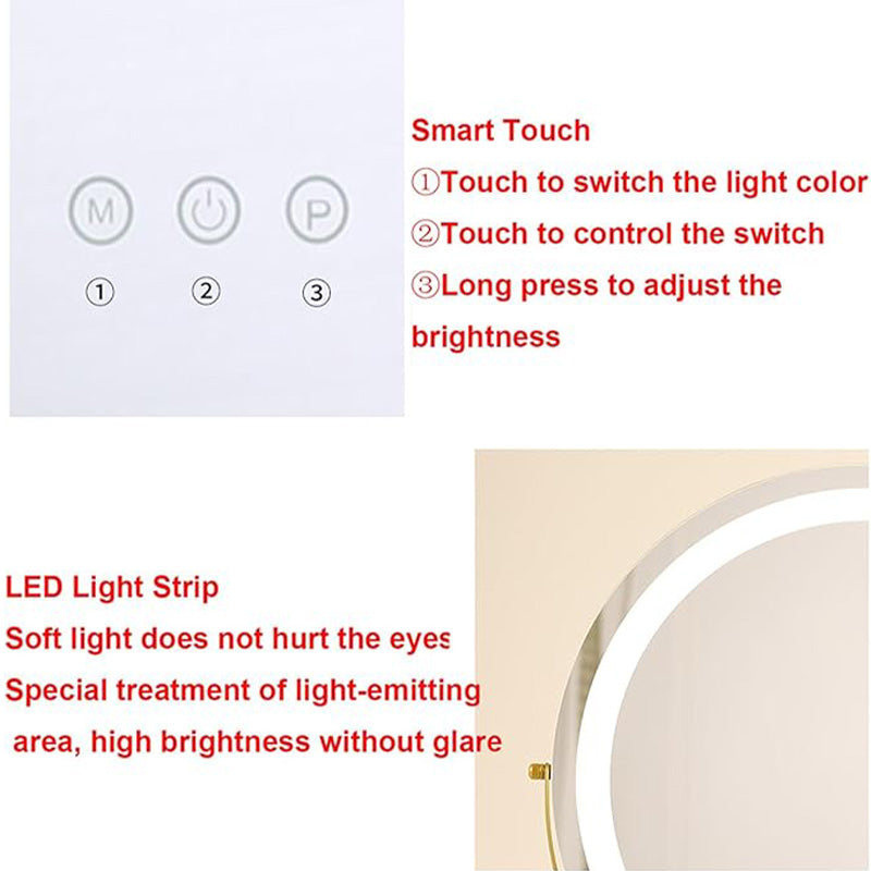 Make-up Spiegel LED Verlichting Oplaadbaar 40cm 360° Draaibaar Dimbaar 3 Lichtmodi