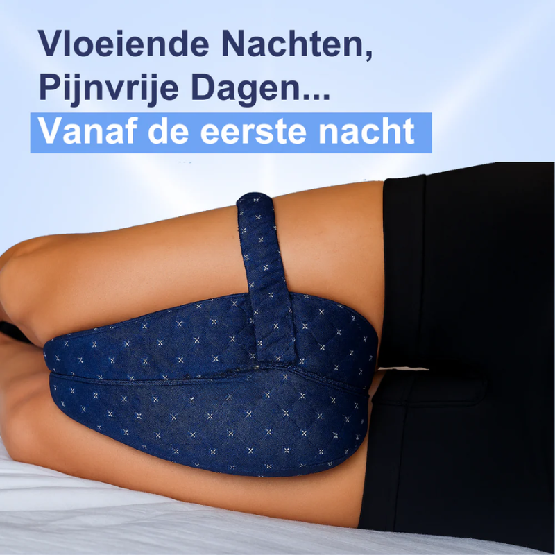 Restfield | Hartvormig Kniekussen met Band – Memory Foam – Zijslapers