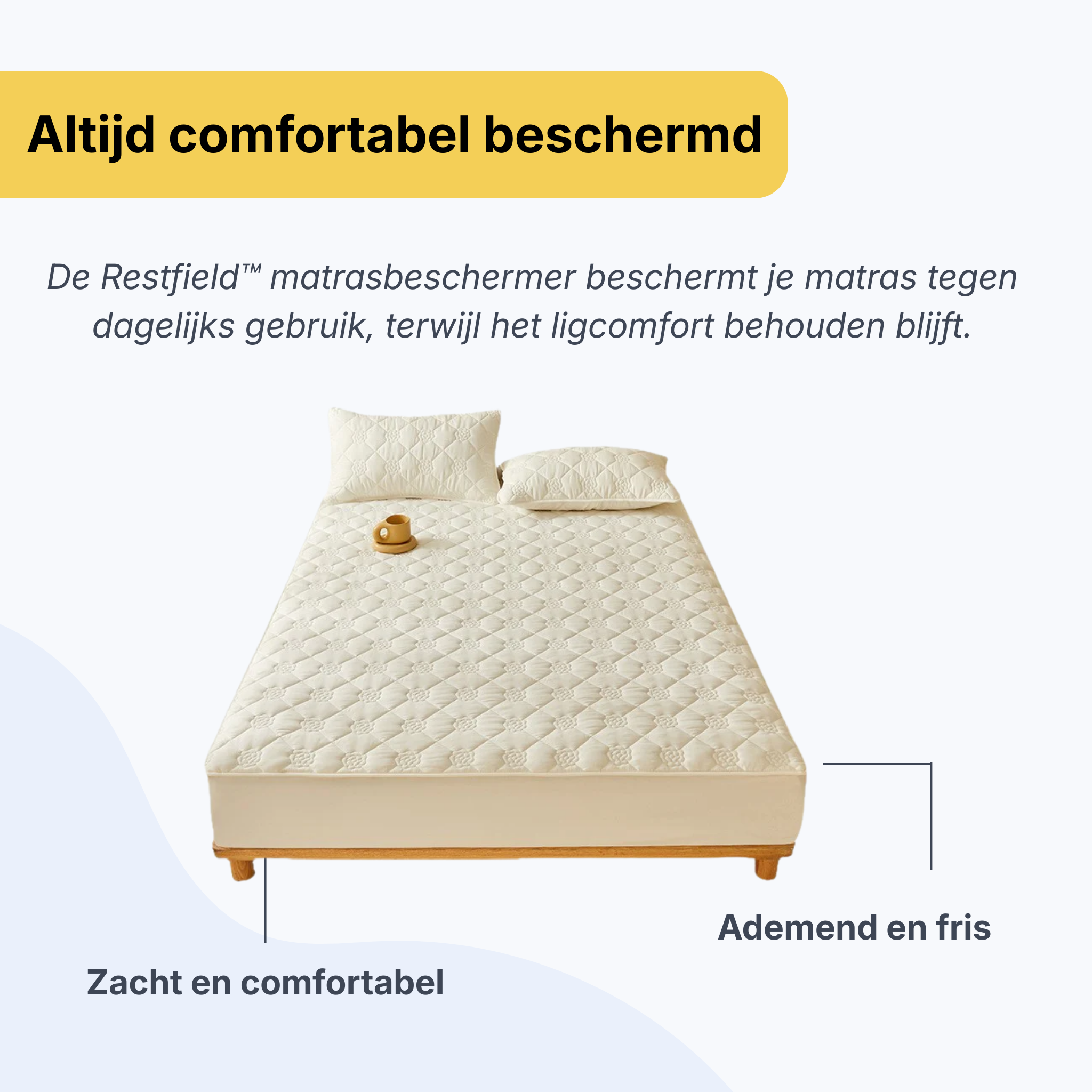 Restfield | Ademend Waterdicht Matrasbeschermer – Zacht & Volledig Omsluitend
