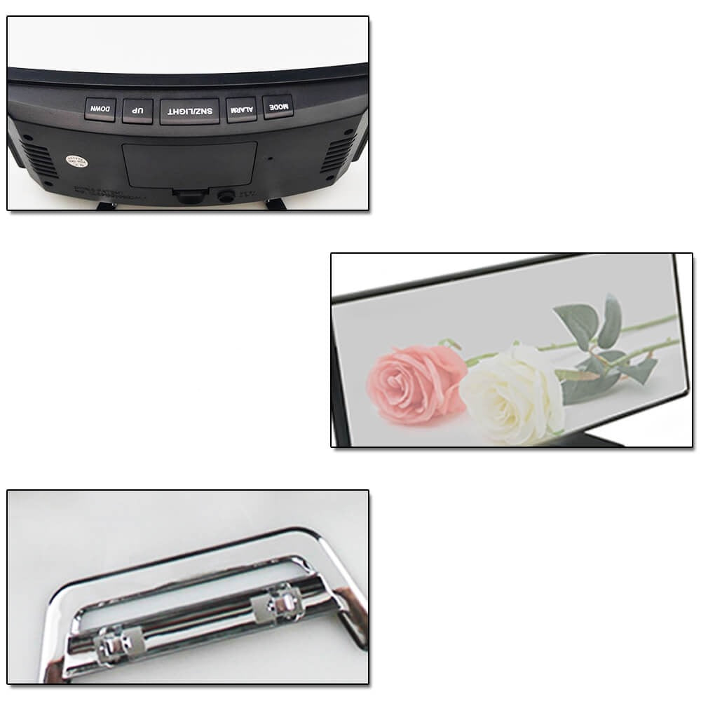 Moderne gebogen led wekkerklok met dimbare digitale display en snoozefunctie voor slaapkamer en bureau | Restfield