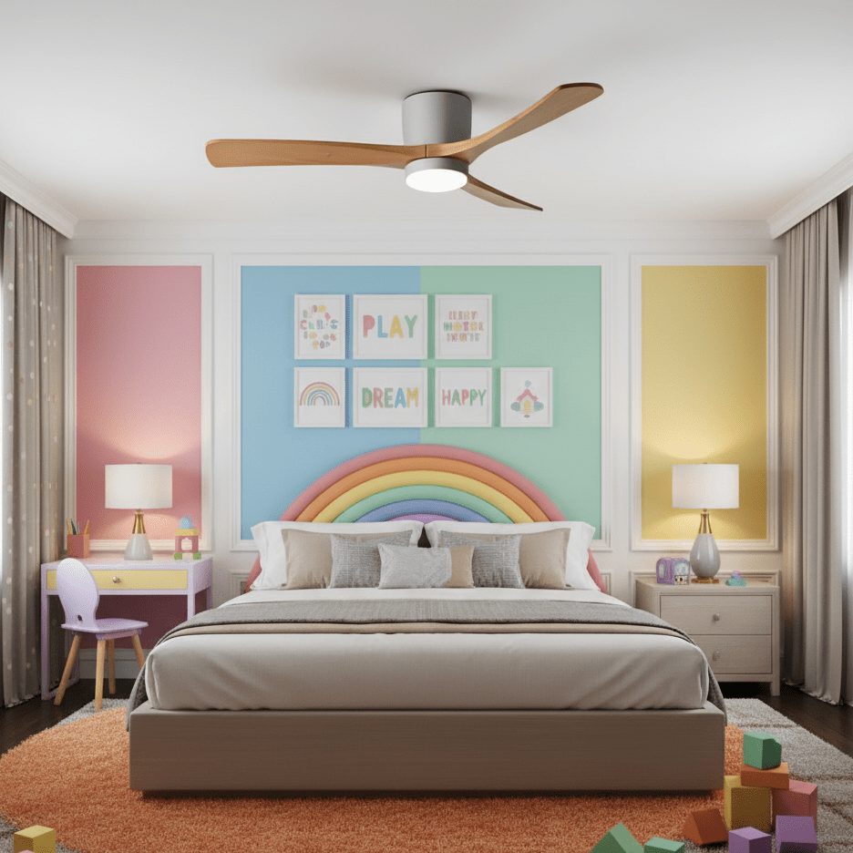 Plafondventilator met led verlichting en houten bladen – Scandinavisch design | Restfield