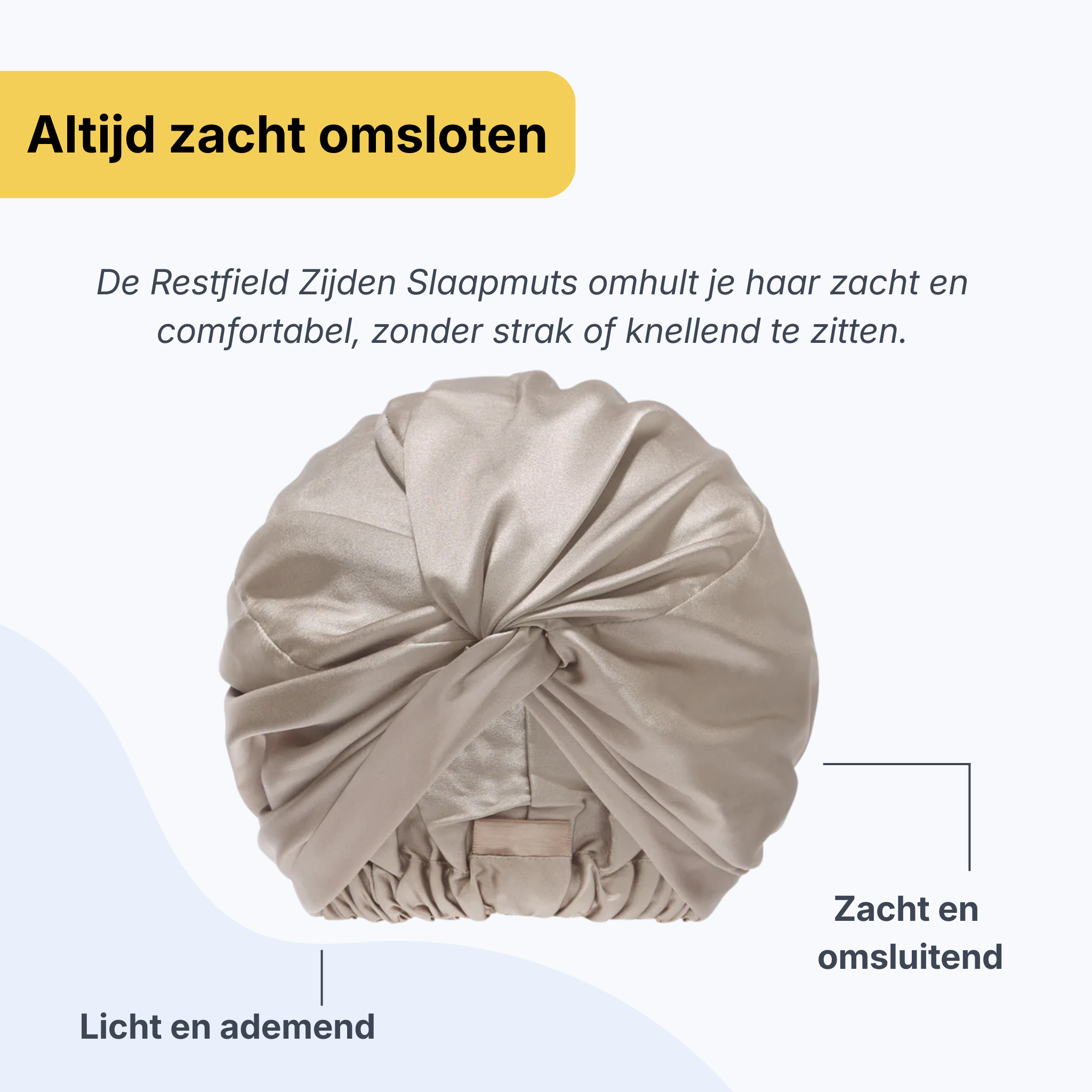 Restfield | Zijden Slaapmuts – 100% Moerbeizijde – 19 Momme