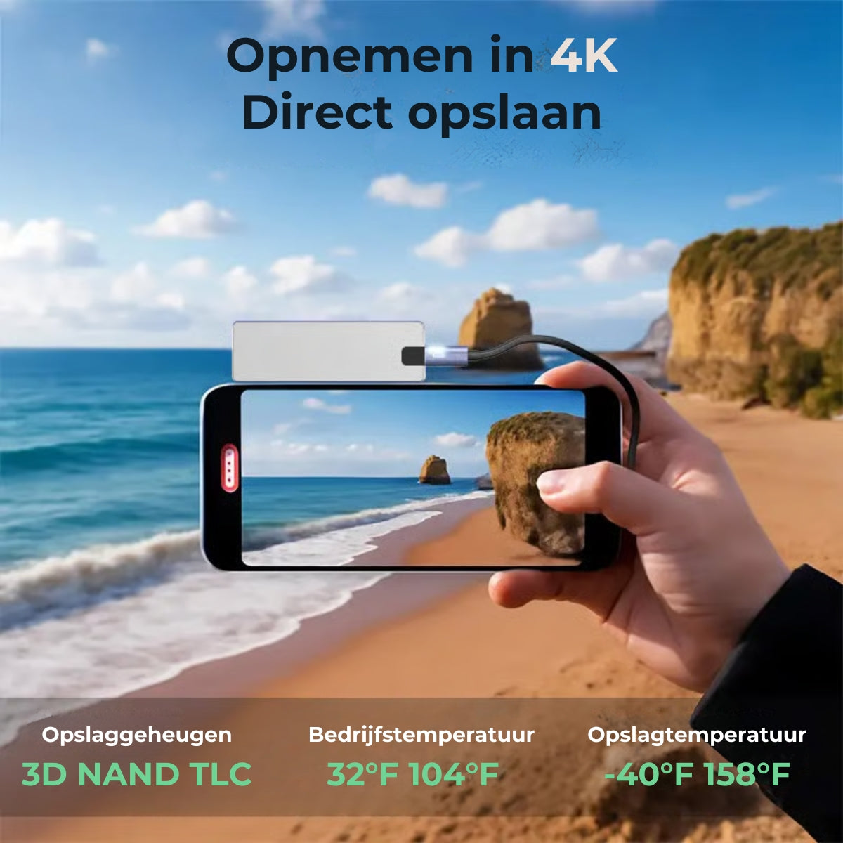 500GB USB Stick Externe Opslag Hoge Snelheid USB 3.0 Voor iPhone Android PC Mac Laptop Met Opvouwbaar Ontwerp En Compacte Draagbare Behuizing | Restfield