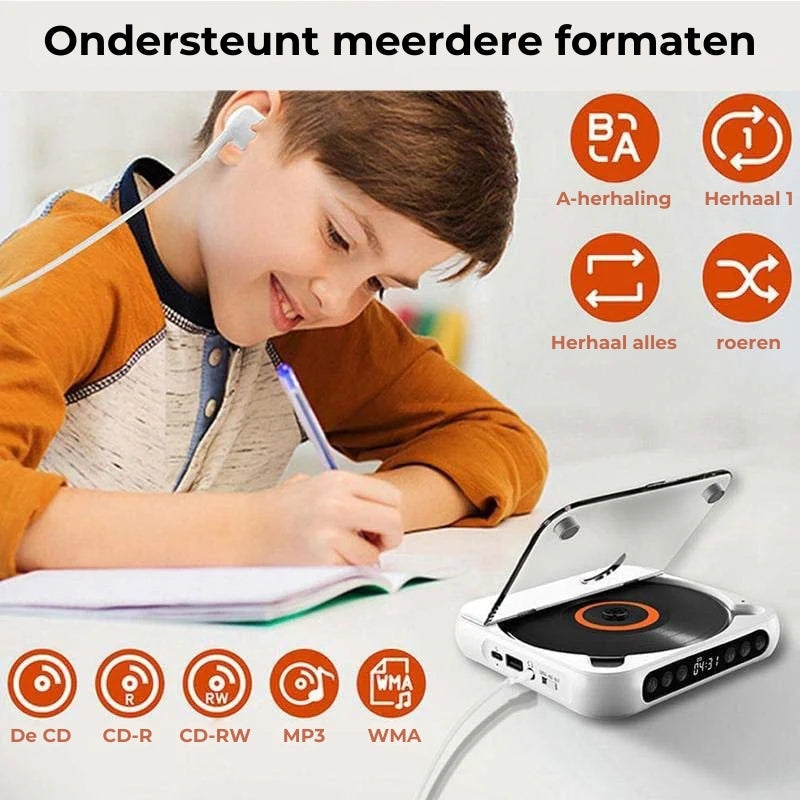 Draagbare CD Speler Met Bluetooth 5.3 Oplaadbare 2000mAh Batterij Type C USB MP3 CD-R CD-RW Ondersteuning Compact Design Met 3.5mm Aansluiting | Restfield