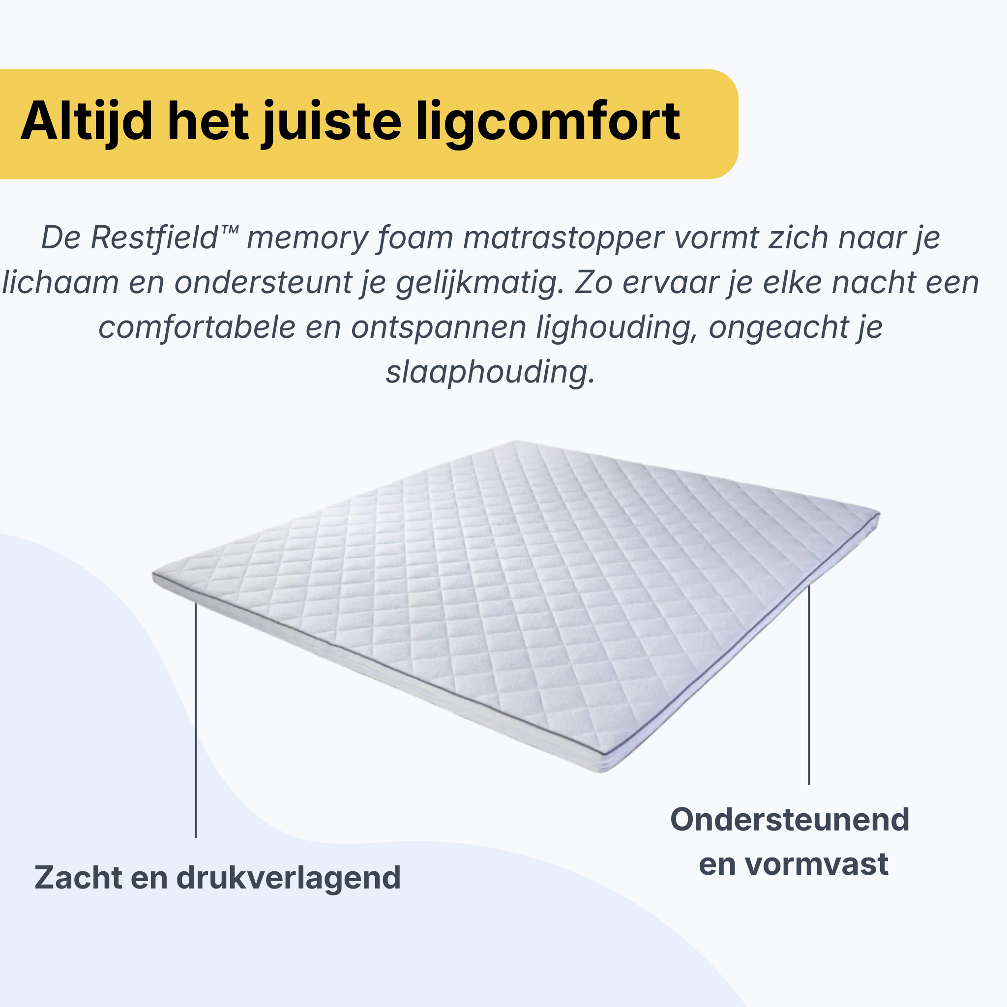 Restfield | Memory Foam Matrastopper – 8 cm – Extra Ondersteuning