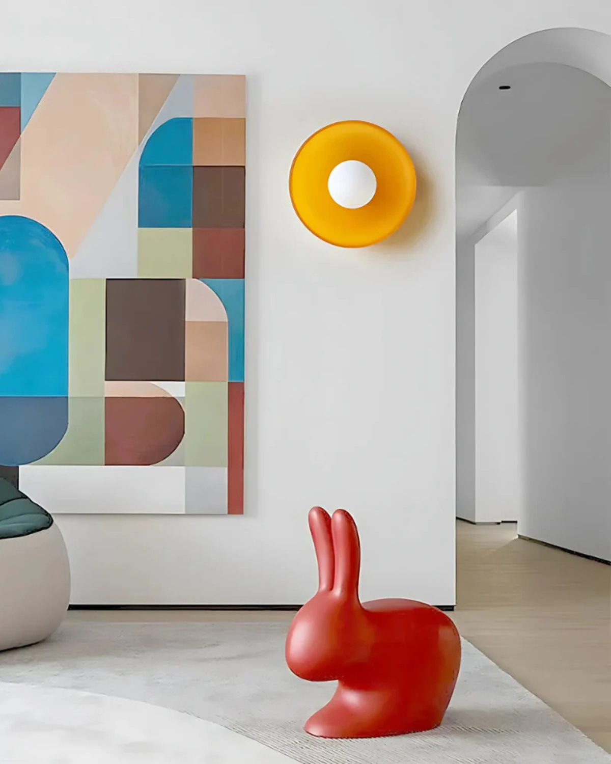 Moderne ronde plafondlamp van glas en ijzer – minimalistische designlamp voor woonkamer en slaapkamer met warme lichtkleur | Restfield