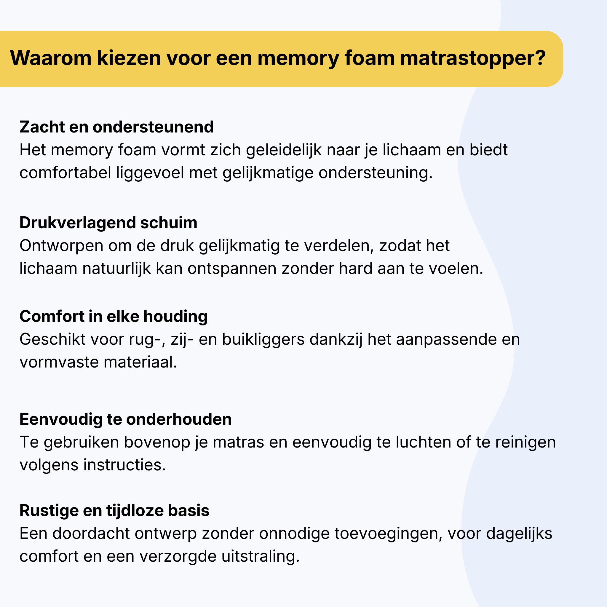 Restfield | Memory Foam Matrastopper – 8 cm – Extra Ondersteuning