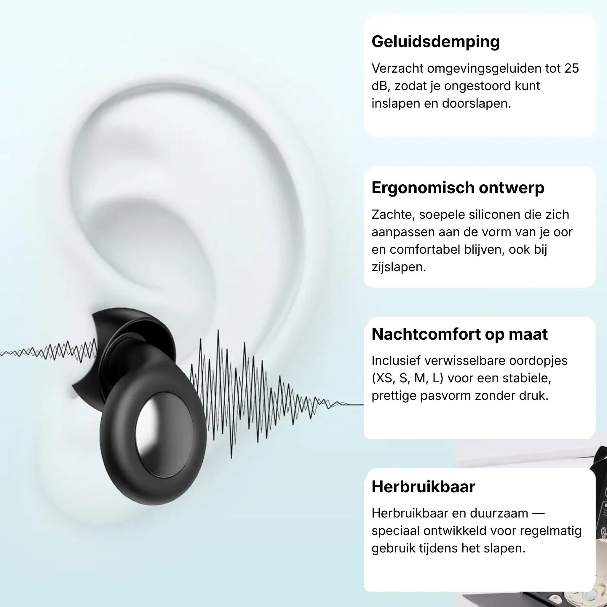 Restfield | NightSilence Oordopjes – Zachte Siliconen – Tot 25 dB
