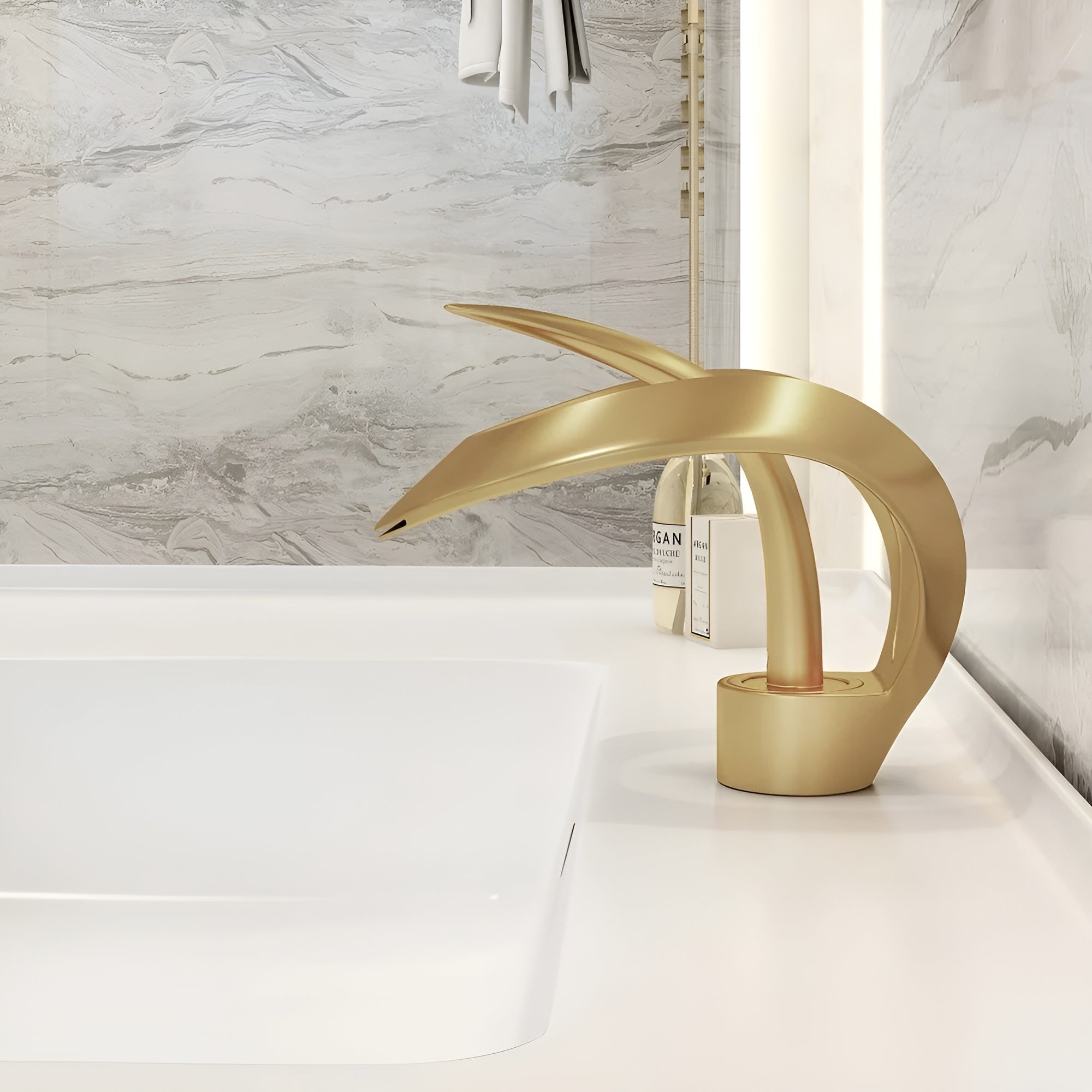 Wastafelkraan Design Waterval Mengkraan Messing Modern | Restfield