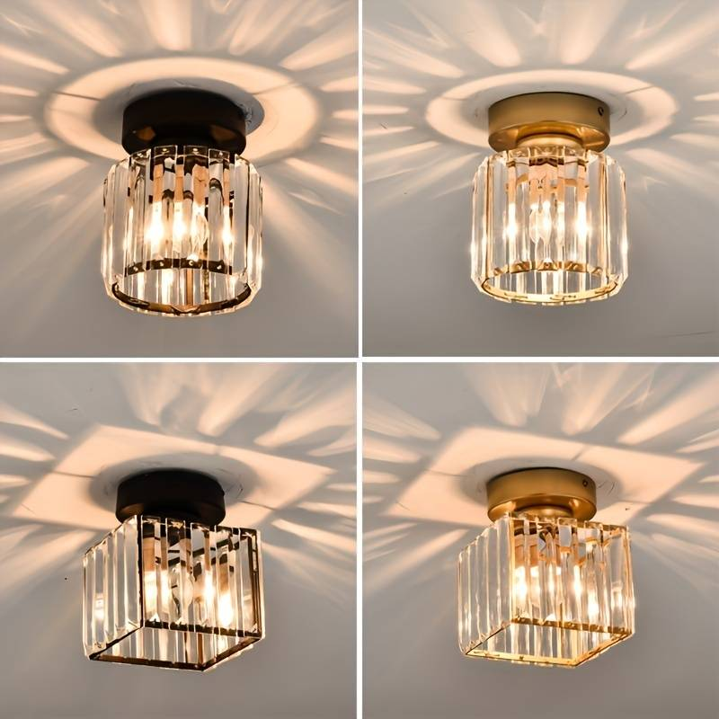Plafondlamp Kristal Zwart Zilver Goud E27 Opbouw Modern Hal Woonkamer | Restfield