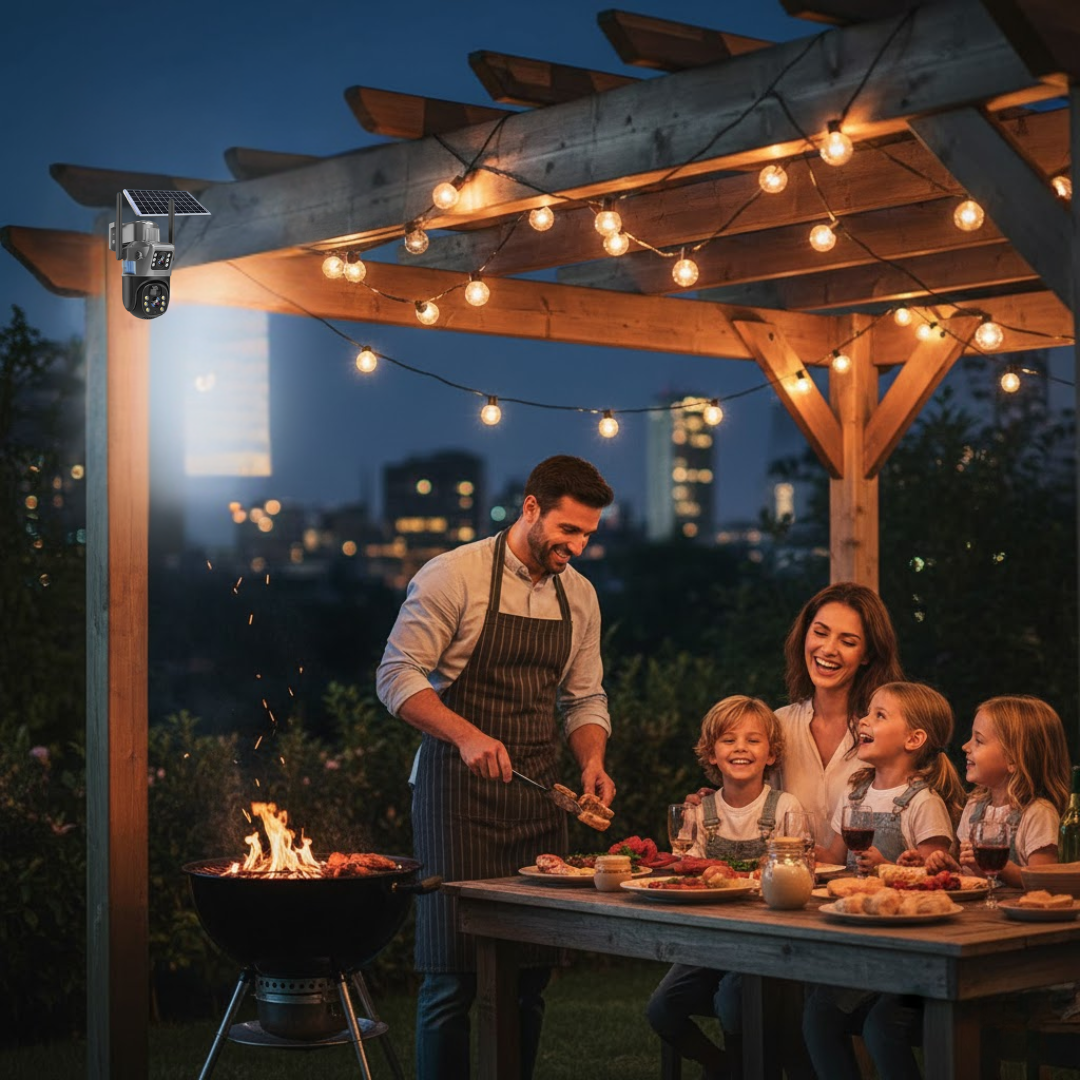 Draadloze 4K beveiligingscamera op zonne-energie met 360° zicht en 4G/Wi-Fi | Restfield