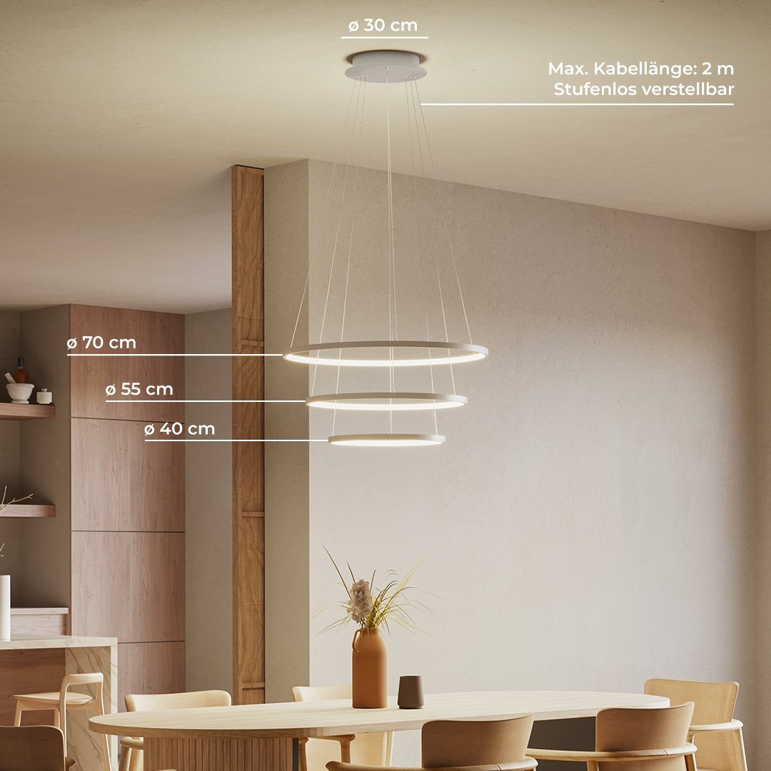 LED Hanglamp Ringen 70-55-40cm Dimbaar Aluminium Design | Restfield