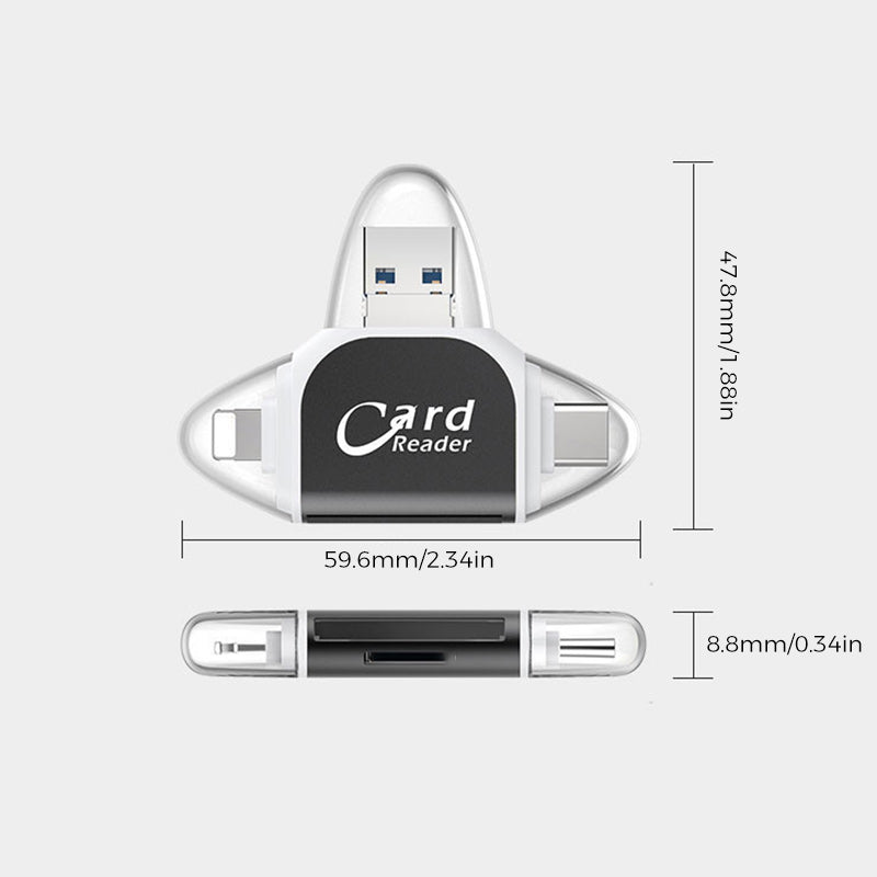 Kaartlezer 4 In 1 USB C Lightning SD Micro SD USB 3.0 | Restfield