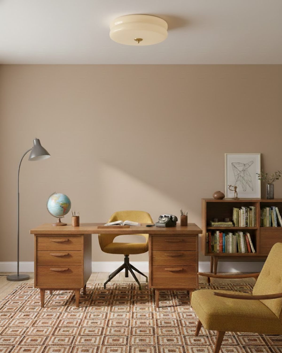 Art Deco Plafondlamp In Beige Met Chroom Accent En Warme Sfeerverlichting | Restfield