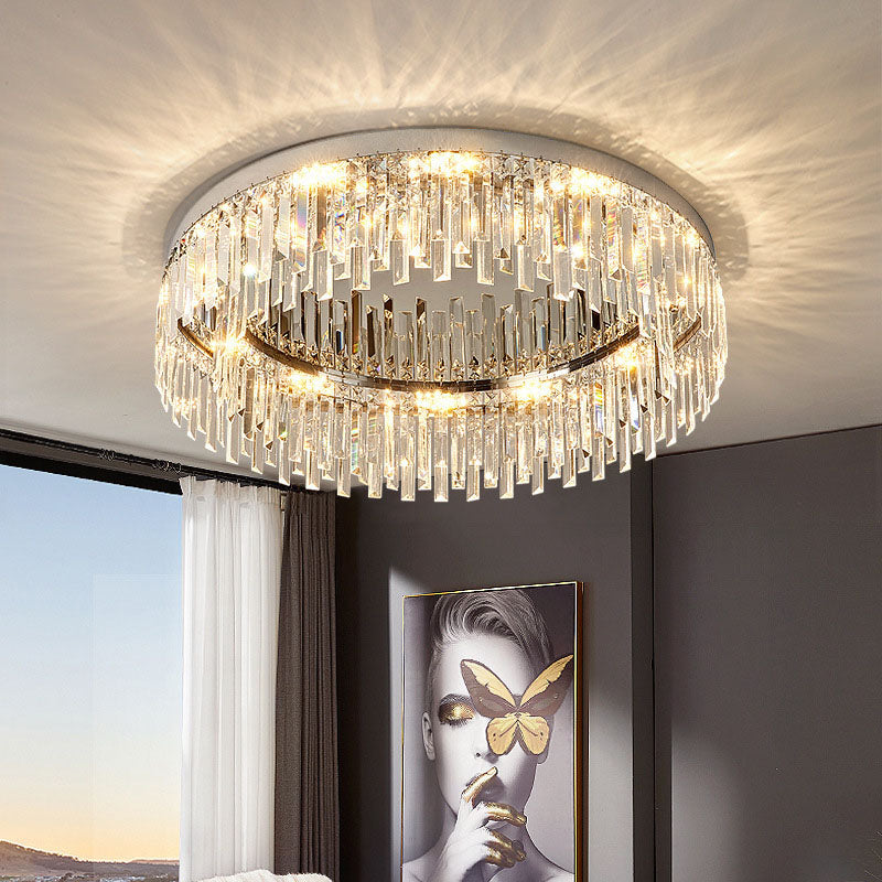 Kristallen Plafondlamp Rond Modern Flush Mount Chroom E12 Dimbaar Woonkamer Slaapkamer