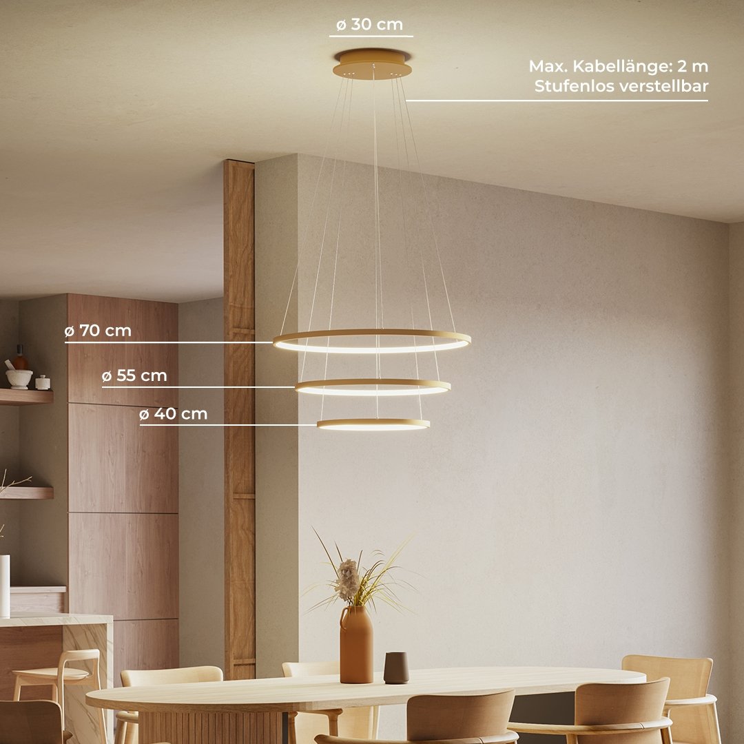 LED Hanglamp Ringen 70-55-40cm Dimbaar Aluminium Design | Restfield