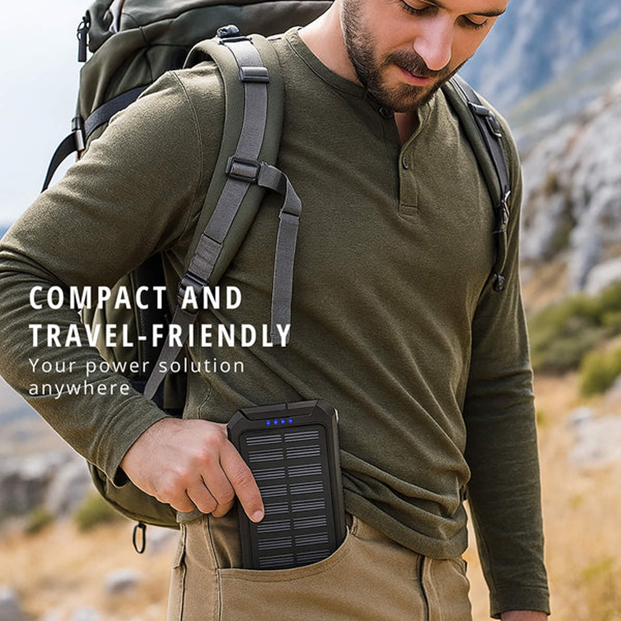 Zonnepaneel Powerbank Met 500.000mAh Capaciteit, Dubbele USB Poorten En Waterdichte Behuizing Voor Outdoor En Noodstroom | Restfield