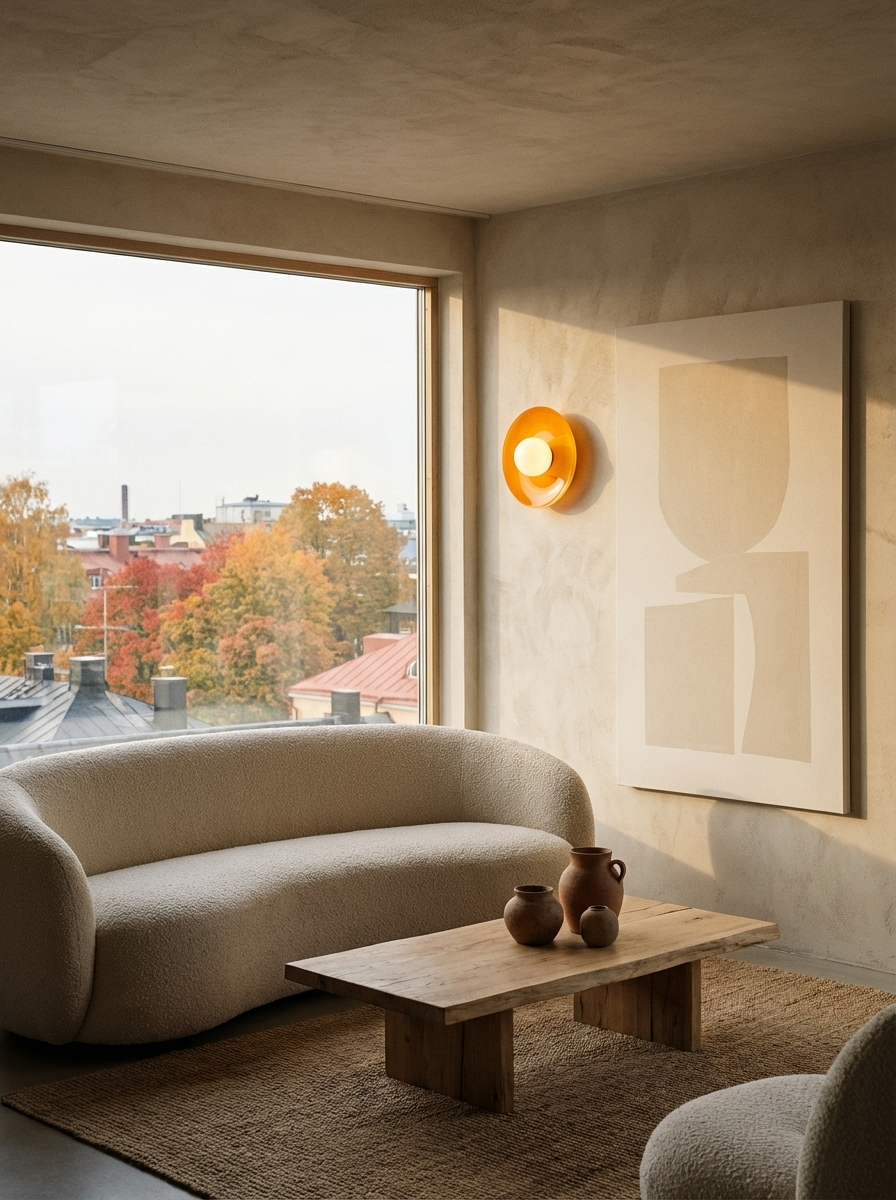 Moderne ronde plafondlamp van glas en ijzer – minimalistische designlamp voor woonkamer en slaapkamer met warme lichtkleur | Restfield
