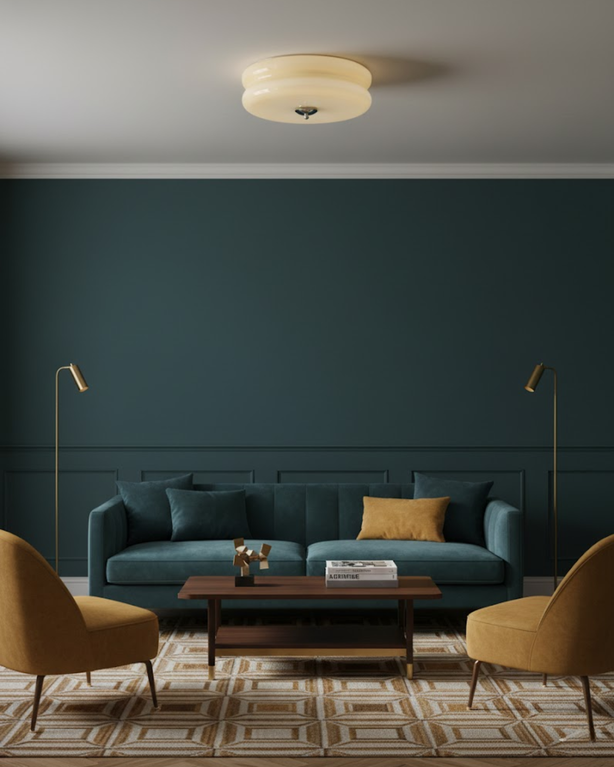 Art Deco Plafondlamp In Beige Met Chroom Accent En Warme Sfeerverlichting | Restfield