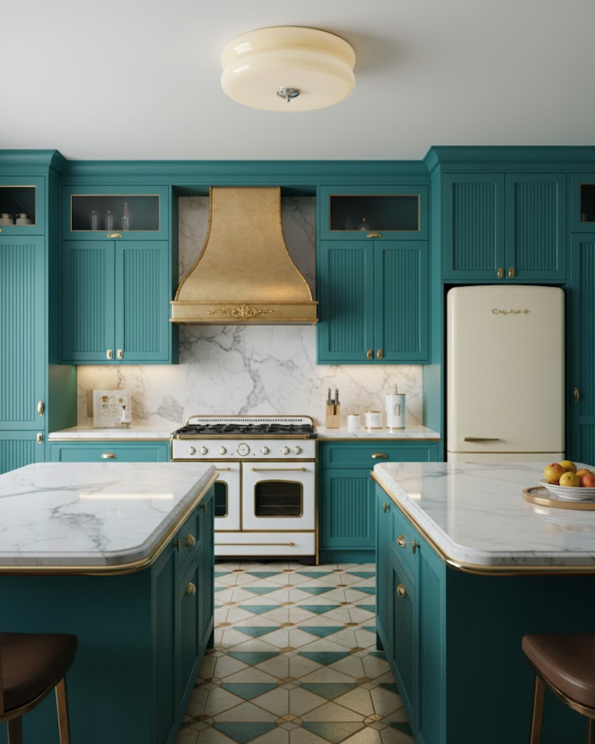 Art Deco Plafondlamp In Beige Met Chroom Accent En Warme Sfeerverlichting | Restfield