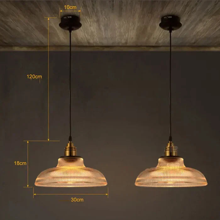 Glazen hanglamp met ribbelglas en warm licht voor eetkamer, woonkamer en keuken | Restfield