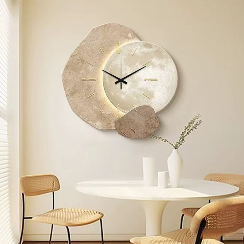 Wandklok Scandinavisch Stil Uurwerk Modern Beige Organisch Design 40cm | Restfield