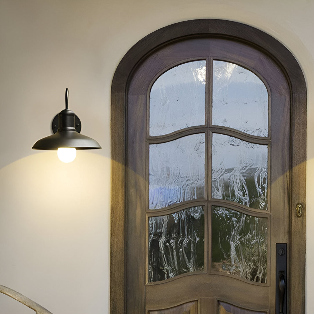 Buitenlamp Wandlamp Industrieel Vintage IJzer Kom Zwart 37cm LED | Restfield