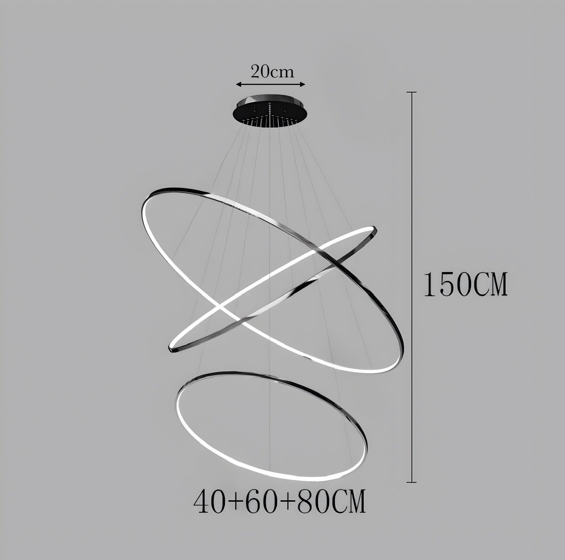 LED Kroonluchter Ringen Dimbaar RVS Goud Of Zwart 3 Tot 8 Elementen | Restfield