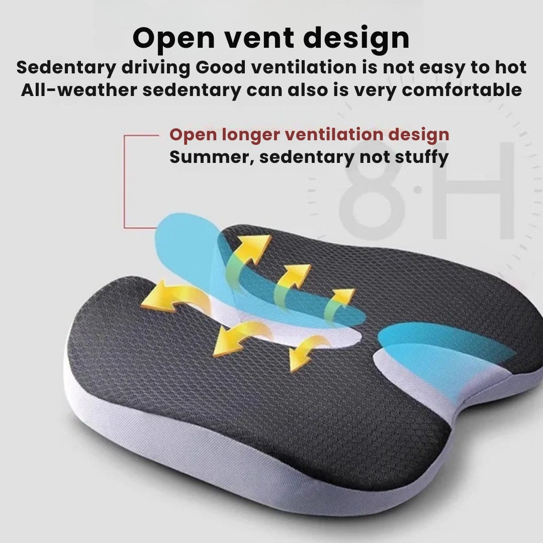 Ergonomisch Zitkussen Memory Foam Ademend Antislip Wasbaar Hoes Kantoor Auto Rolstoel 44x14cm | Restfield