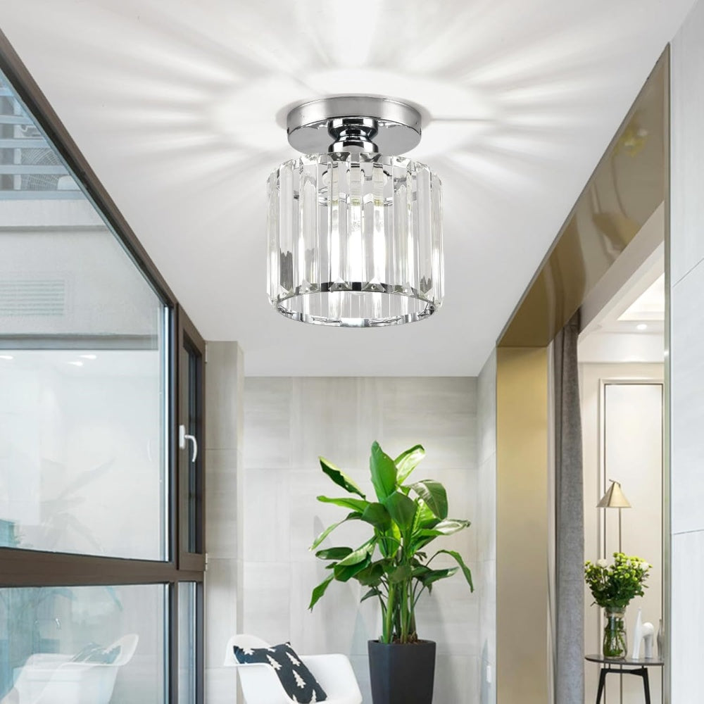 Plafondlamp Kristal Zwart Zilver Goud E27 Opbouw Modern Hal Woonkamer | Restfield