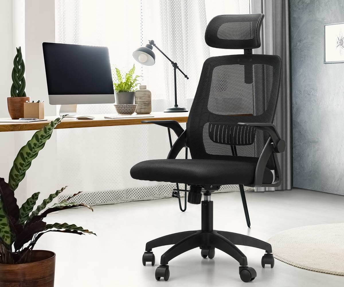 Ergonomische Mesh Bureaustoel met S-Curve Rug, Verstelbare Hoofdsteun en Kantelfunctie – Zwart, Wit of Zwart/Wit | Restfield