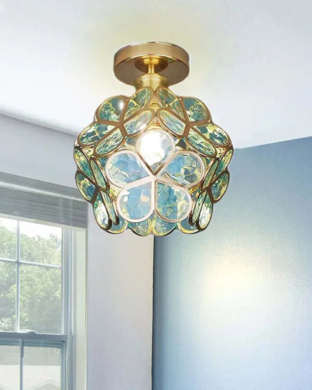 Moderne plafondlamp met bloemdesign in acryl en goudkleurig ijzer – luxe LED designlamp 20 cm | Restfield