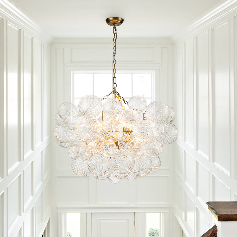 Moderne Glazen Kroonluchter met Geribbelde Bollen voor Eetkamer & Woonkamer | Restfield