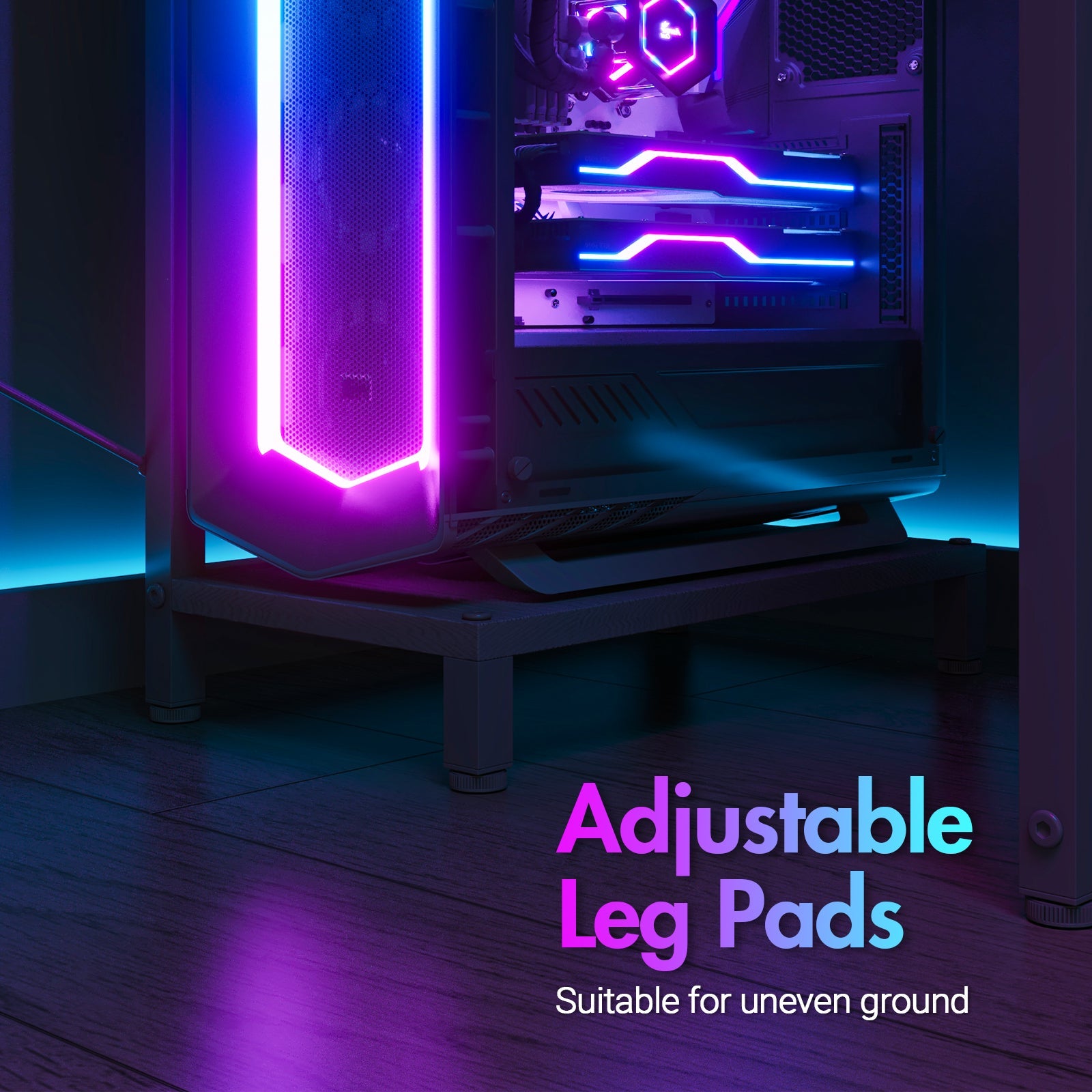 L Vormig Gaming Bureau met RGB LED, Stopcontacten en Monitorstandaard – 140 of 160 cm Hoekbureau Zwart | Restfield