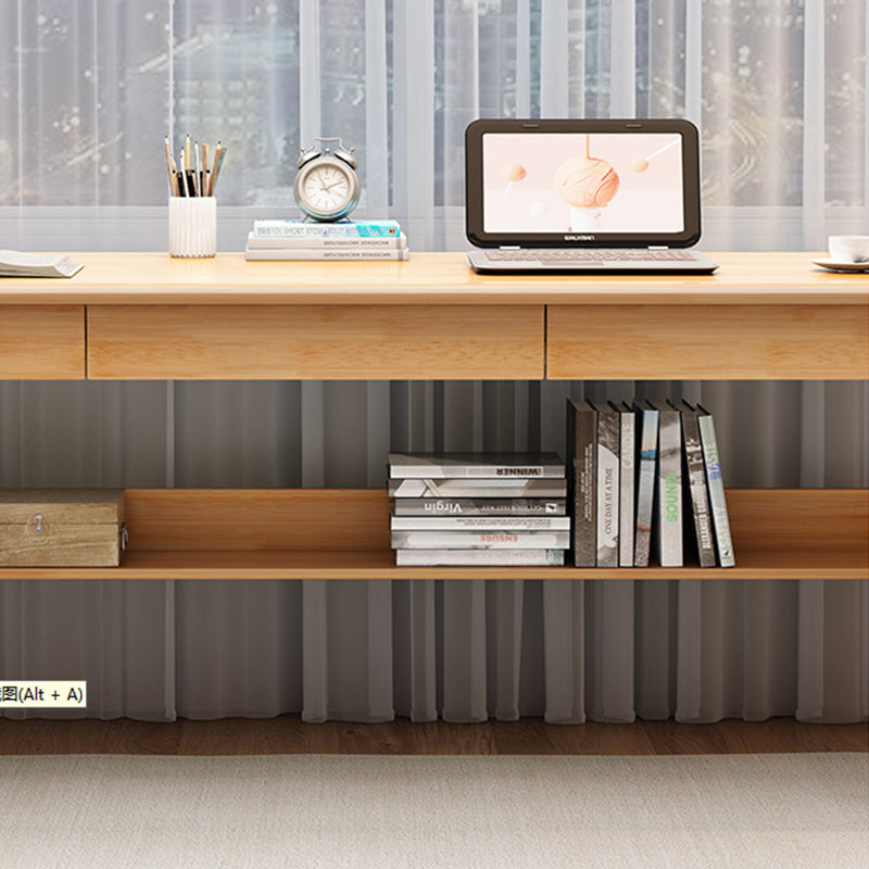 Massief Houten Bureau 160 of 180 cm met Lades en Boekenstandaard – Natuurlijk Rubberhout Design | Restfield