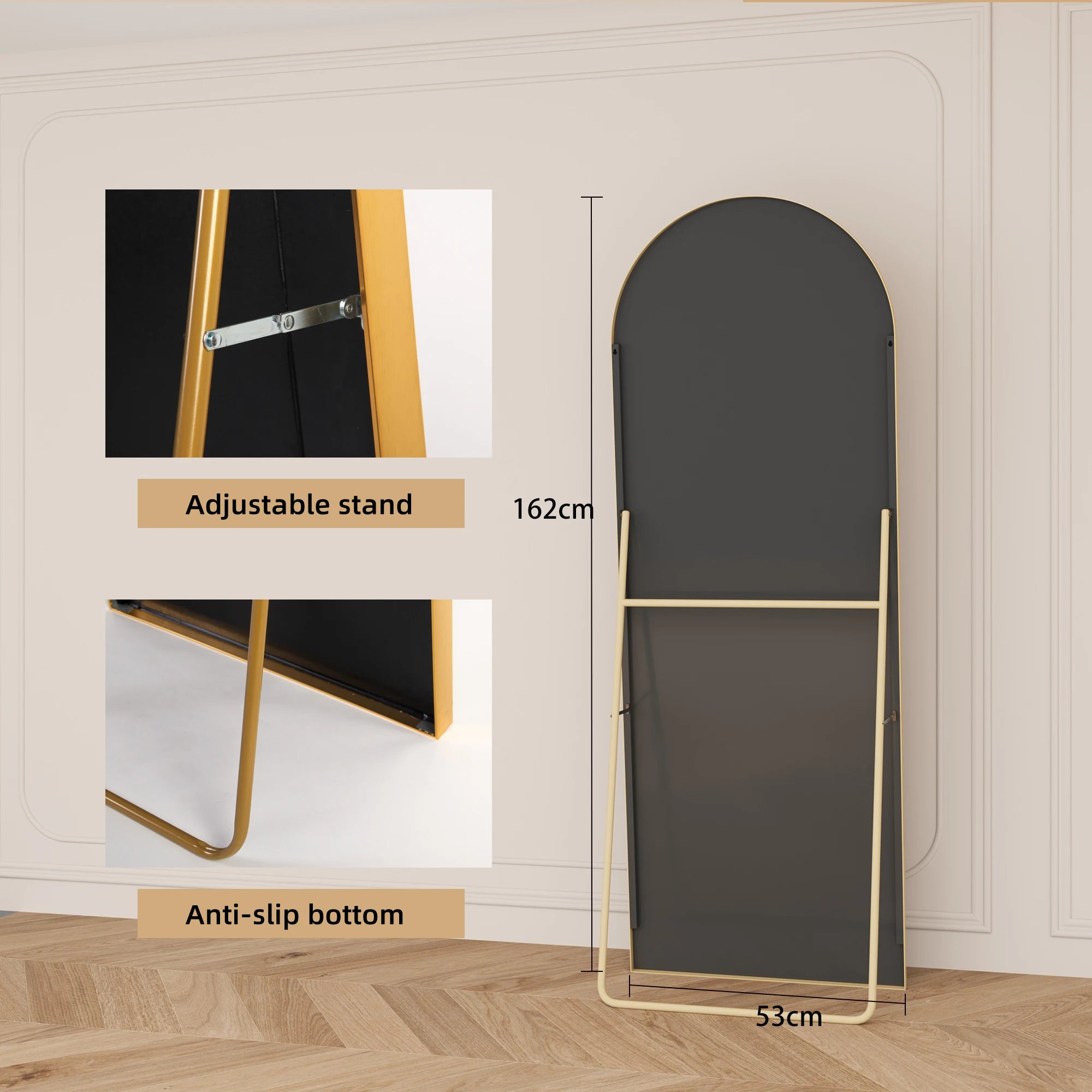 Restfield | Staande Passpiegel 162×53 cm – Gebogen Vloerspiegel