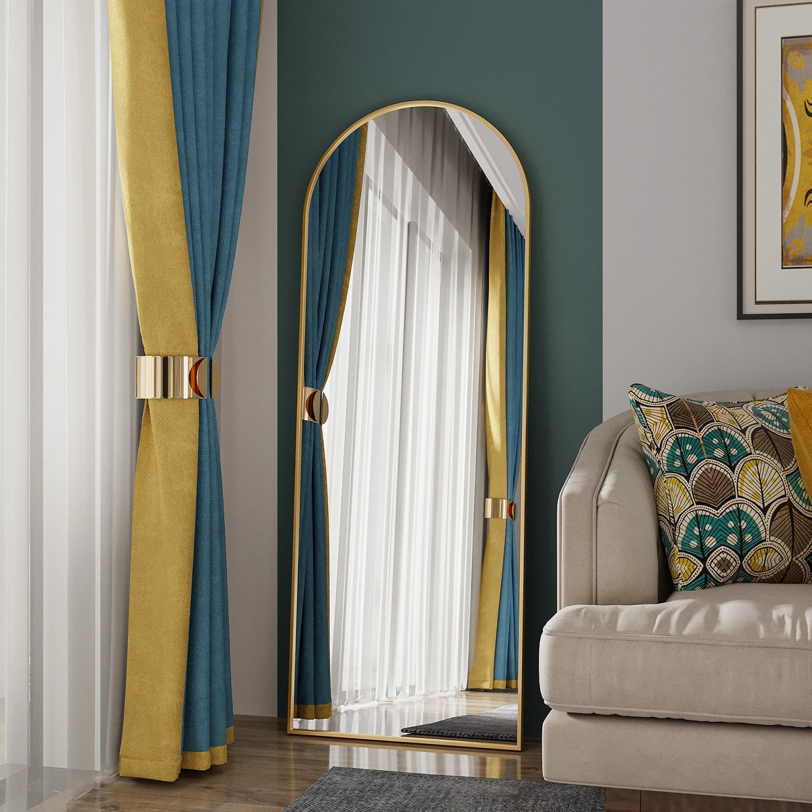 Restfield | Staande Passpiegel 162×53 cm – Gebogen Vloerspiegel