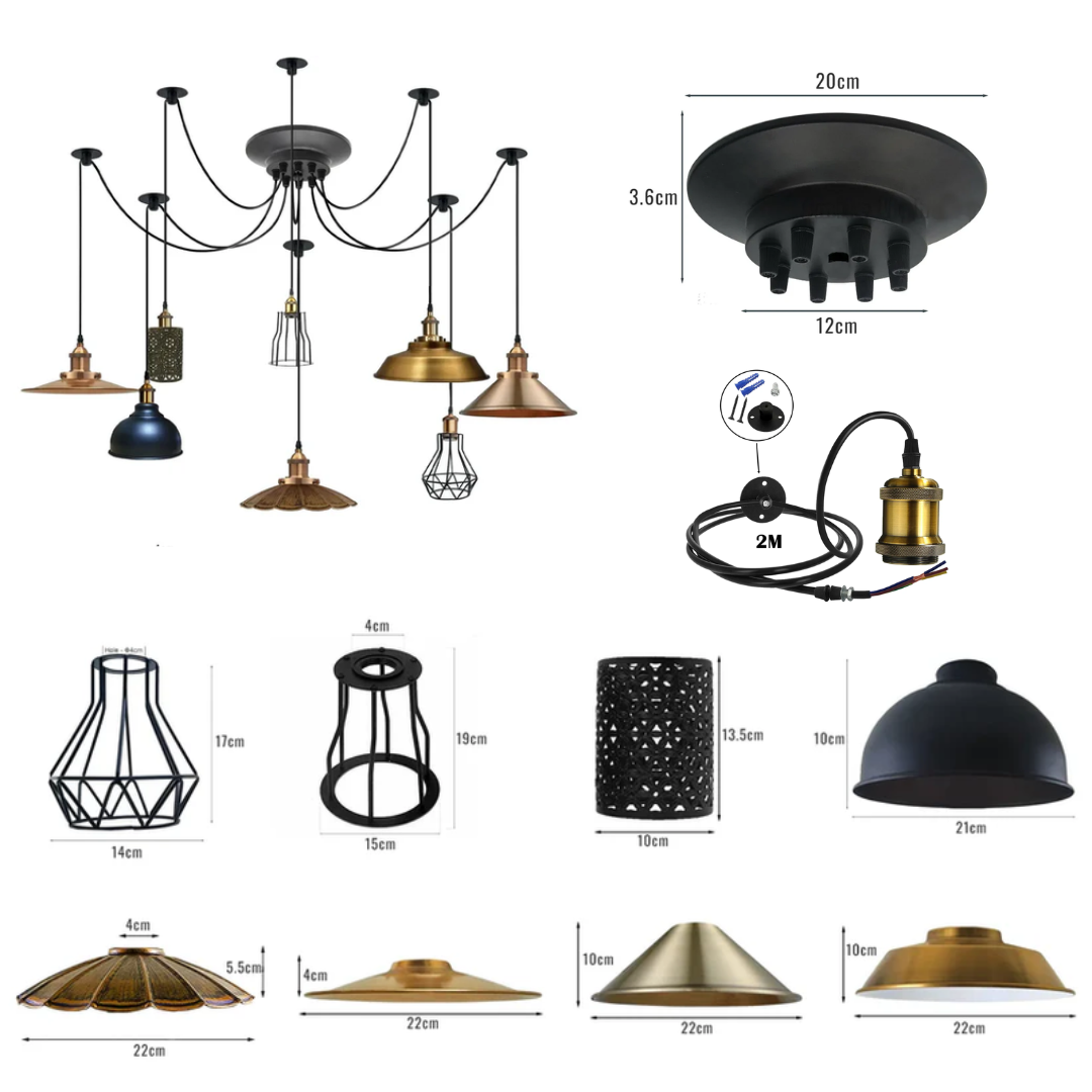 Hanglamp Spin Vintage Metaal Dimbaar E27 Meerkoppig Industrieel Sfeerverlichting Woonkamer