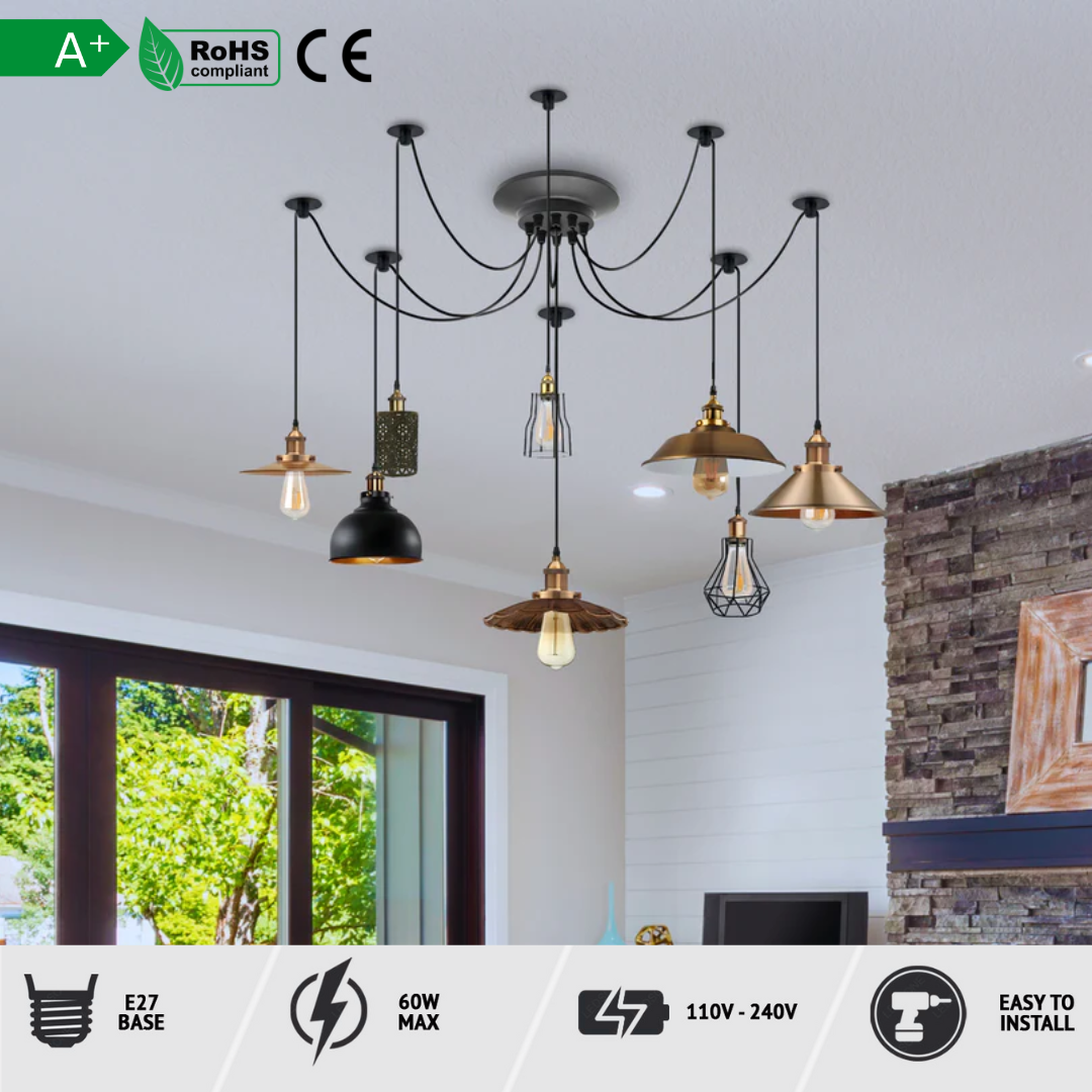 Hanglamp Spin Vintage Metaal Dimbaar E27 Meerkoppig Industrieel Sfeerverlichting Woonkamer