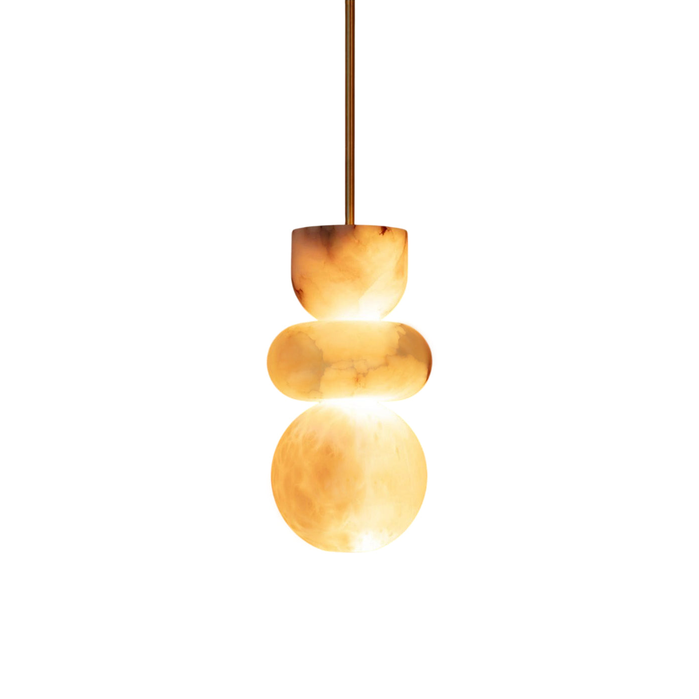 Alabaster Hanglamp met Messing Armatuur en Geïntegreerde LED – Luxe Natuurstenen Design Verlichting | Restfield