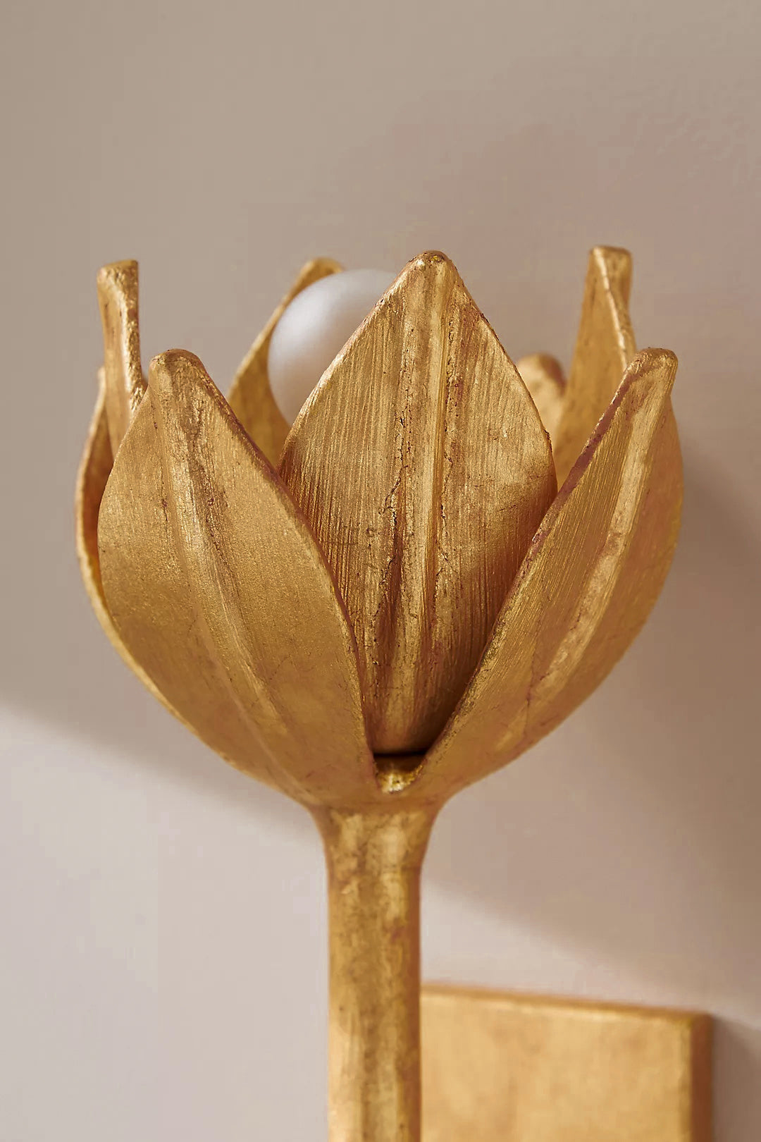 Design Wandlamp met Bloemvorm in Messing en Gips – Artistieke Wandverlichting Geïnspireerd op Giacometti voor Woonkamer en Hal | Restfield
