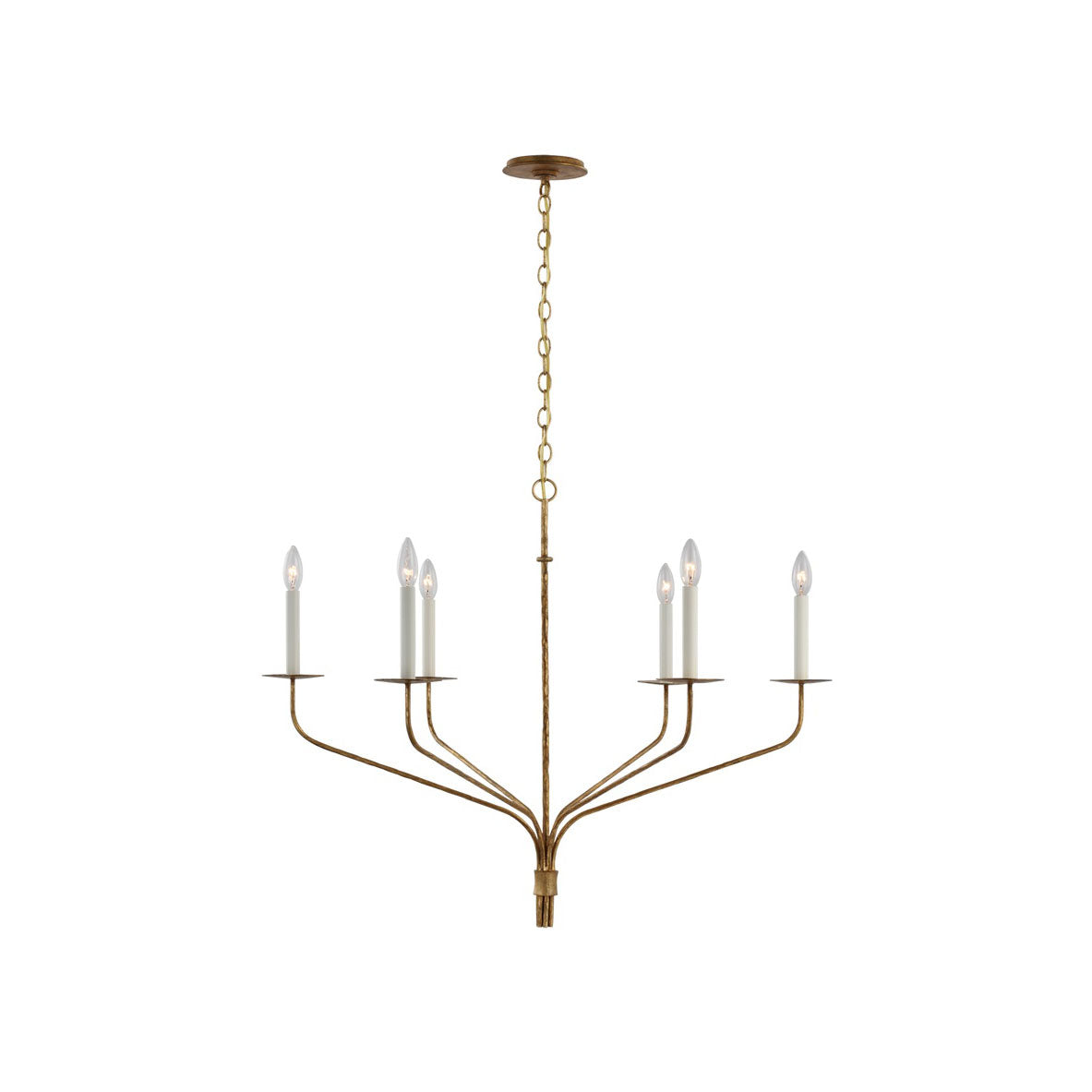 Minimalistische Kroonluchter met Slanke Armen en Kaarsvormige Fittingen – Moderne Design Hanglamp in Messing, Zwart of Nikkel | Restfield